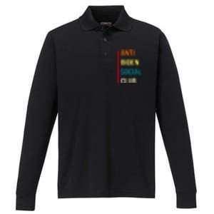 Anti Biden Social Club Pocket Logo Performance Long Sleeve Polo