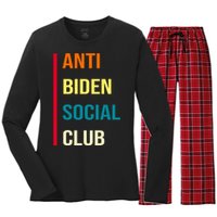 Anti Biden Social Club Pocket Logo Women's Long Sleeve Flannel Pajama Set 