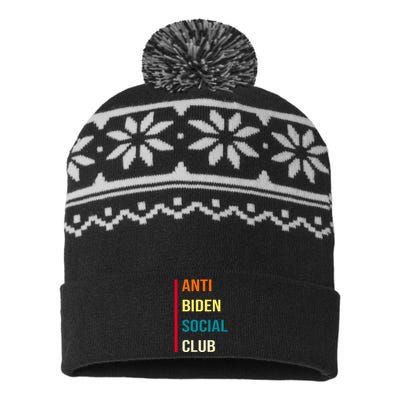 Anti Biden Social Club Pocket Logo USA-Made Snowflake Beanie