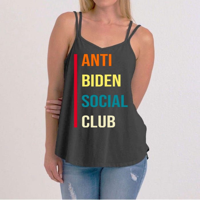 Anti Biden Social Club Pocket Logo Women's Strappy Tank