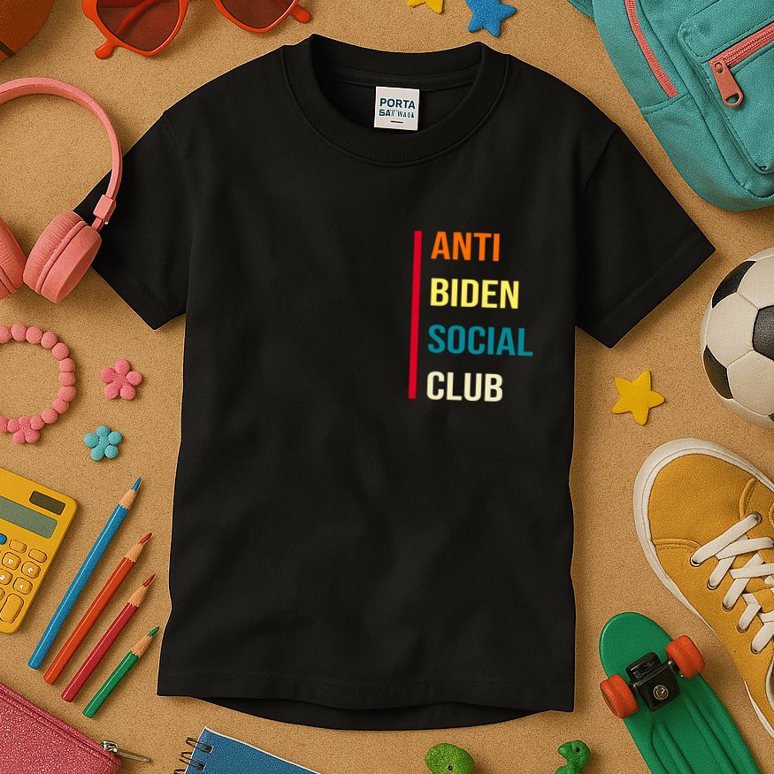Anti Biden Social Club Pocket Logo Kids T-Shirt