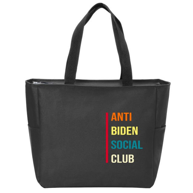 Anti Biden Social Club Pocket Logo Zip Tote Bag