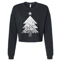 Abstract Big Christmas Tree Cropped Pullover Crew