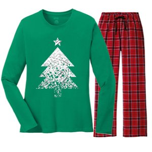 Abstract Big Christmas Tree Women's Long Sleeve Flannel Pajama Set 