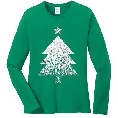 Abstract Big Christmas Tree Ladies Long Sleeve Shirt