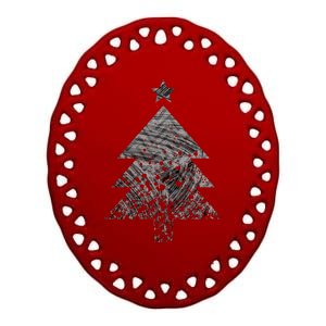 Abstract Big Christmas Tree Ceramic Oval Ornament