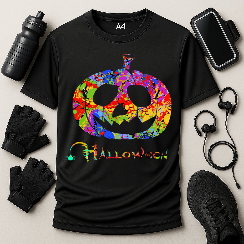 Abstract Halloween Pumpkin Cooling Performance Crew T-Shirt