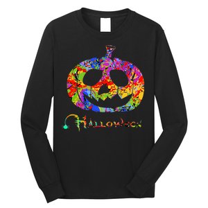 Abstract Halloween Pumpkin Long Sleeve Shirt