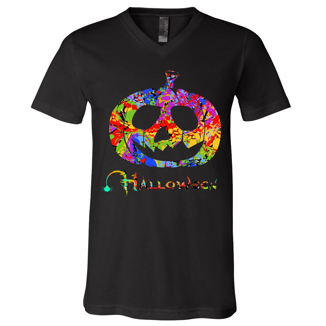 Abstract Halloween Pumpkin V-Neck T-Shirt