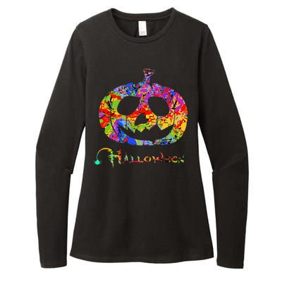 Abstract Halloween Pumpkin Womens CVC Long Sleeve Shirt