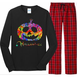 Abstract Halloween Pumpkin Long Sleeve Pajama Set