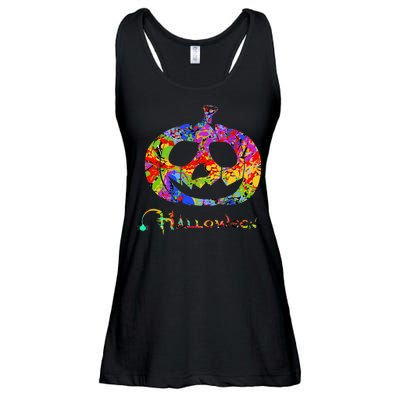 Abstract Halloween Pumpkin Ladies Essential Flowy Tank