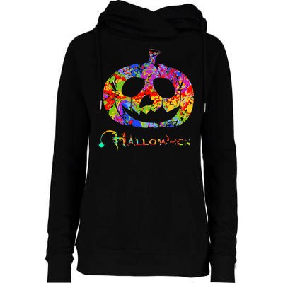 Abstract Halloween Pumpkin Womens Funnel Neck Pullover Hood