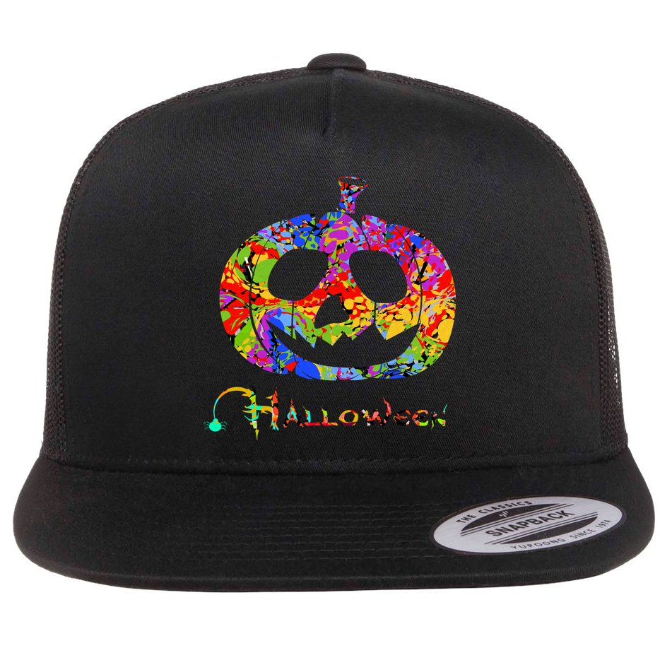 Abstract Halloween Pumpkin Flat Bill Trucker Hat