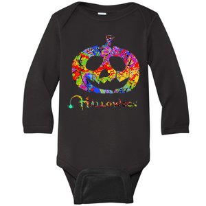 Abstract Halloween Pumpkin Baby Long Sleeve Bodysuit