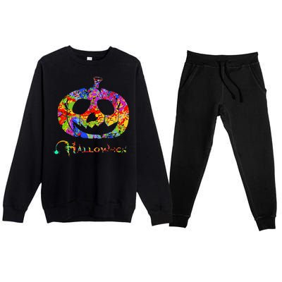 Abstract Halloween Pumpkin Premium Crewneck Sweatsuit Set