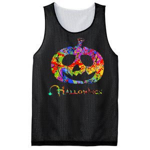 Abstract Halloween Pumpkin Mesh Reversible Basketball Jersey Tank