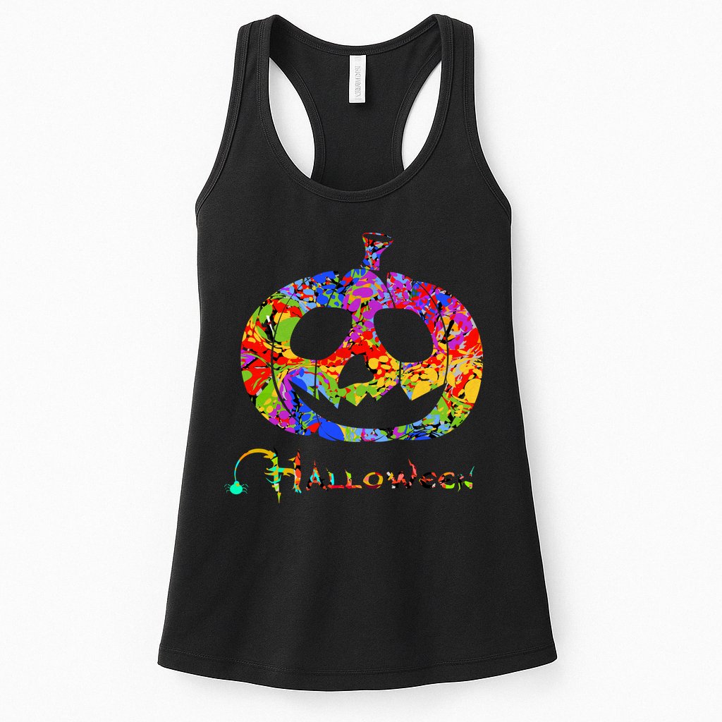 Abstract Halloween Pumpkin Womens Tank Top