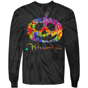 Abstract Halloween Pumpkin Tie-Dye Long Sleeve Shirt