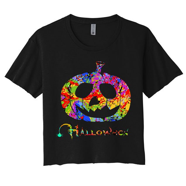 Abstract Halloween Pumpkin Crop Top