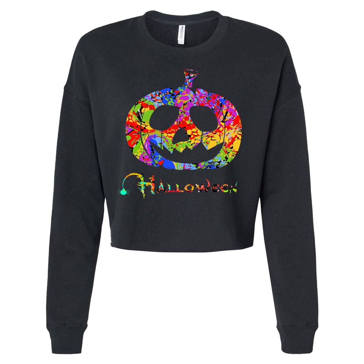 Abstract Halloween Pumpkin Cropped Pullover Crew