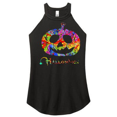 Abstract Halloween Pumpkin Women’s Perfect Tri Rocker Tank