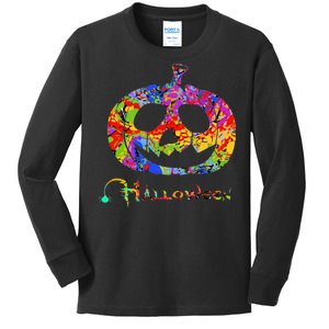 Abstract Halloween Pumpkin Kids Long Sleeve Shirt