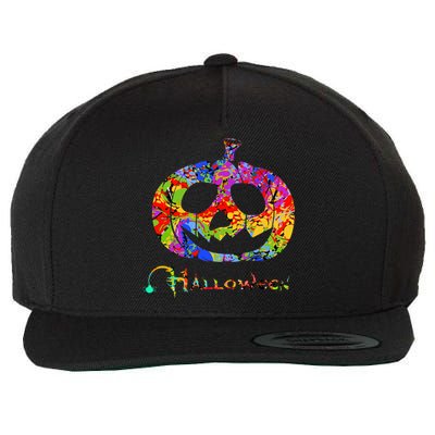 Abstract Halloween Pumpkin Wool Snapback Cap