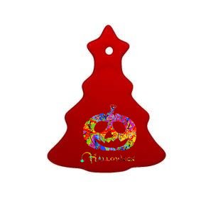 Abstract Halloween Pumpkin Ceramic Tree Ornament