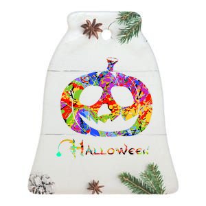 Abstract Halloween Pumpkin Ceramic Bell Ornament