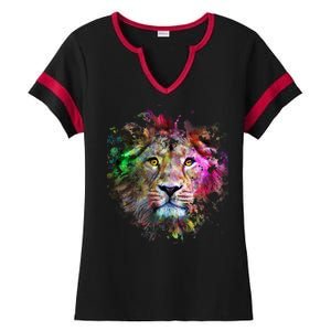 Abstract Lion Ladies Halftime Notch Neck Tee