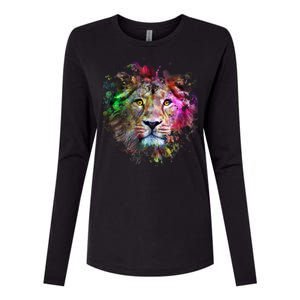 Abstract Lion Womens Cotton Relaxed Long Sleeve T-Shirt