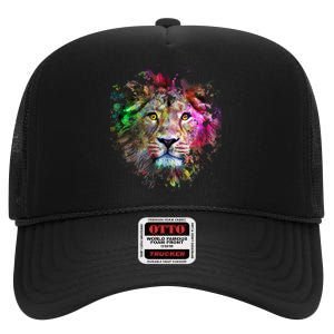 Abstract Lion High Crown Mesh Back Trucker Hat