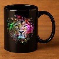 Abstract Lion 11oz C Handle Ceramic Mug
