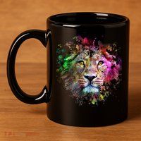 Abstract Lion 11oz C Handle Ceramic Mug