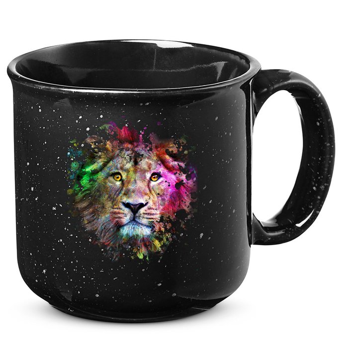 Abstract Lion 15oz Campfire Ceramic Mug