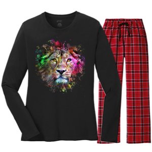 Abstract Lion Women's Long Sleeve Flannel Pajama Set 