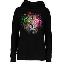 Abstract Lion Womens Funnel Neck Pullover Hood