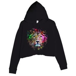 Abstract Lion Crop Fleece Hoodie