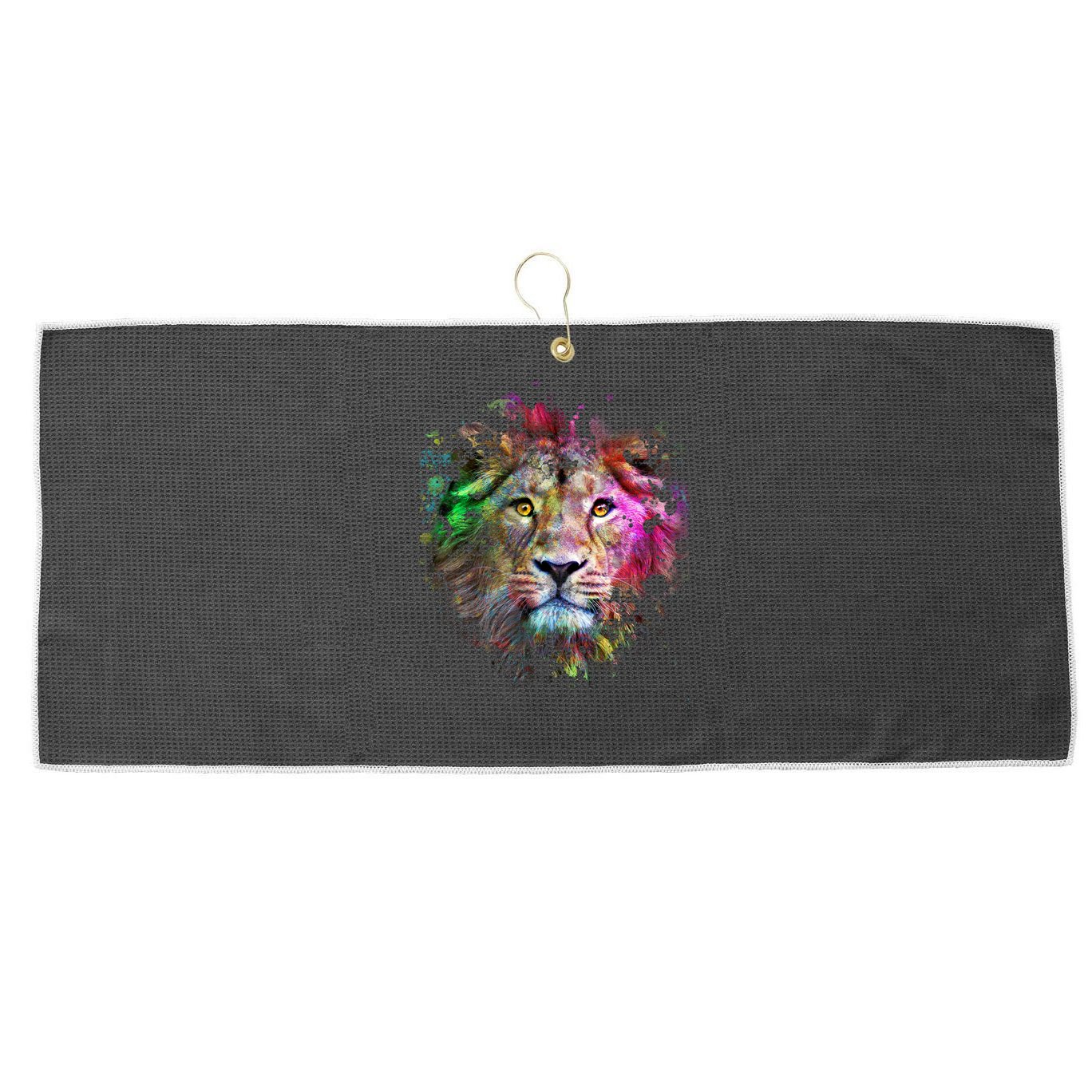 Abstract Lion Large Microfiber Waffle Golf Towel