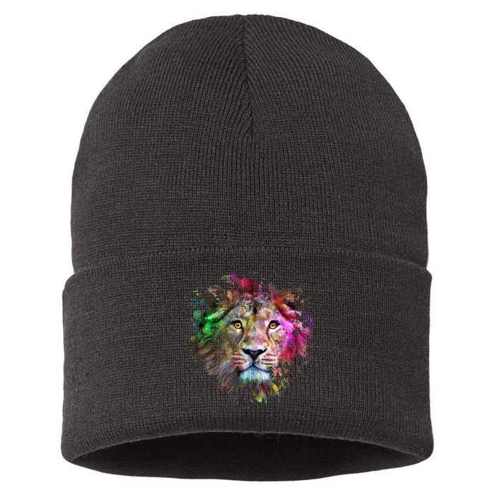 Abstract Lion Sustainable Knit Beanie