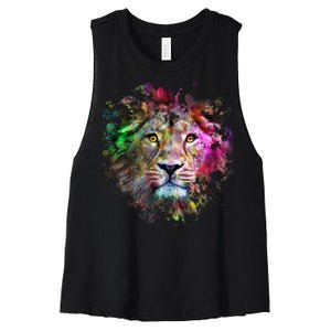 Abstract Lion Women's Racerback Cropped Tank