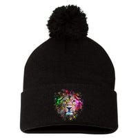 Abstract Lion Pom Pom 12in Knit Beanie