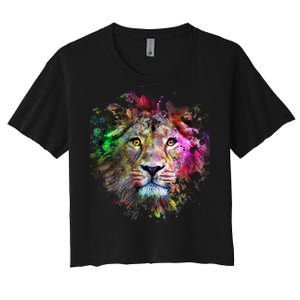 Abstract Lion Women's Crop Top Tee