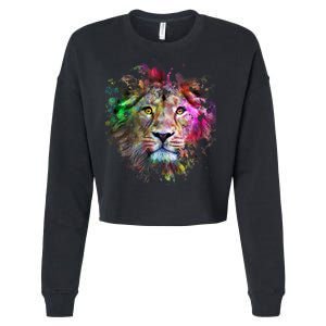 Abstract Lion Cropped Pullover Crew