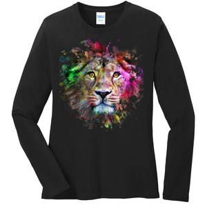 Abstract Lion Ladies Long Sleeve Shirt