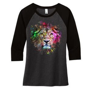 Abstract Lion Women's Tri-Blend 3/4-Sleeve Raglan Shirt