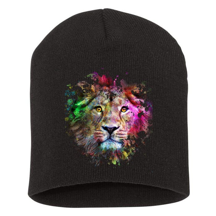 Abstract Lion Short Acrylic Beanie