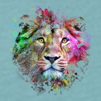 Abstract Lion Sueded Cloud Jersey T-Shirt