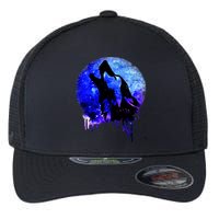 Abstract Moon Wolf Flexfit Unipanel Trucker Cap
